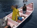 Buying Lobsters from local fishermen in St Lucia