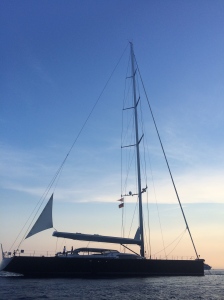 At anchor in the calm... unlike today in Sardegna ! Ferragosto 2014